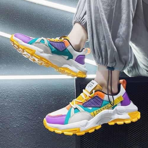 New Trendy Autumn High-top Student Thick-soled Casual Fashion Breathable Mens Shoes Youth Colored Sneakers 2021