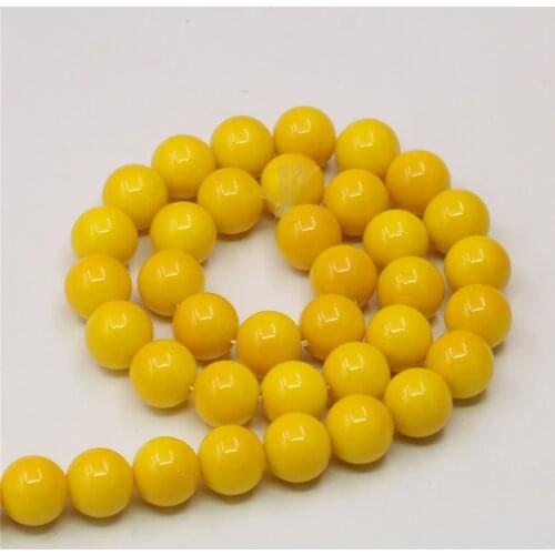 High Quality Artificial Shell Imitation Pearl Lemon Yellow Round Beads 4/6/8/10/12/14mm Semi-finished Lady Jewelry 15inch Y843