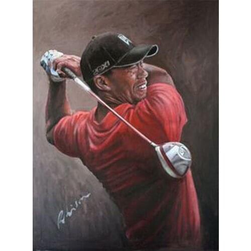 HIGH QUALITY PORTRAIT OIL PAINTING ON CANVAS PLAYING GOLF