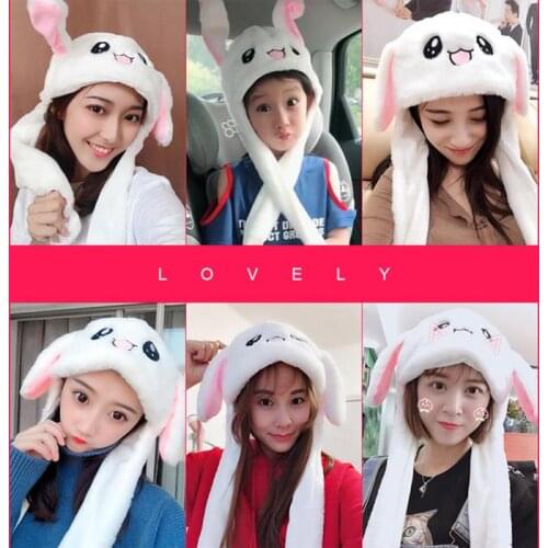 Funny Plush Animal Rabbit Ear Hat Bunny Cap With Airbag Jumping Ear Movable