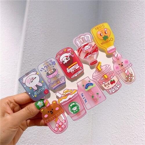 New Girl Cartoon Cola Hair Clip Juice Drink Baby Sweet Milk Tea Bottle Side Clip Hairpin for Children Fashion Hair Accessories