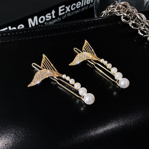 1pcs Mermaid Tail Pearl Hair Clips Trendy Beach Mermaid Hair Pin Daily Wedding Party Valentines Day Hair Accessories Gifts