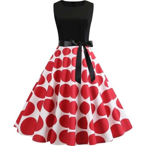Women Summer Casual Polka Dot Elegant Retro Vintage 50s 60s Robe Femme Rockabilly Pin Up Party Dresses Vestidos
