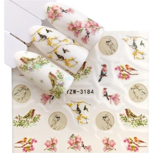 1 sheet DIY Nail Art Water Transfer Stickers Sparrow Bird slider adhesive Watermark Decals Women Beauty Wedding Nails