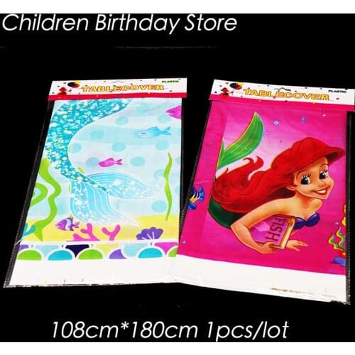 1pcs/lot The Little Mermaid disposable tablecloths Mermaid birthday party decorations The Little Mermaid plastic tablecloths