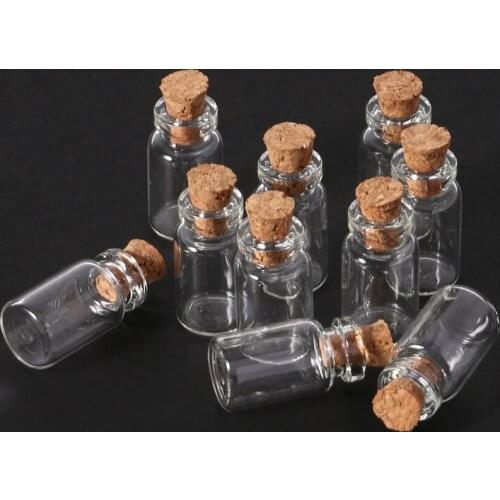 10pcs Mini Glass Wish Bottle Vial with Cork Stopper Storage Pendant 0.5/1/2/20mL Q0KA
