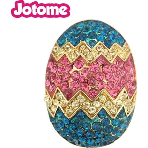 100pcs/lot Pink Easter Egg Crystal Pin Brooch
