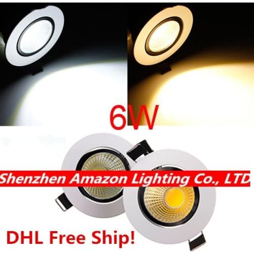 20pcs 6W COB LED Ceiling Downlight Recessed LED Down Light with driver 85-265V Warm White/Cold White DHL Free