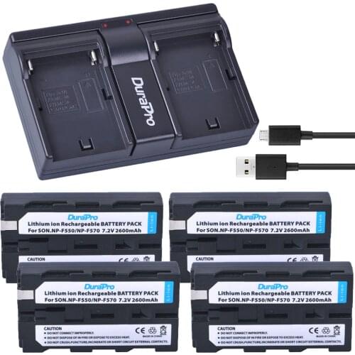 4pc NP-F550 NP-F570 NP F550 F570 Replacement Li-ion Battery + USB Dual Charger for Sony CCD-SC55 CCD-TRV81 DCR-TRV210 MVC-FD81