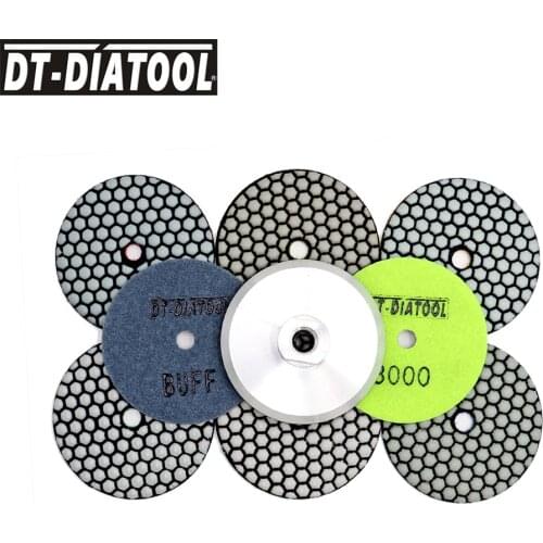 9pieces/pk Diamond Polishing Pads with AL Backer For Granite Marble Stones Dry Flexible Resin Bond Sanding Disc Dia 100MM