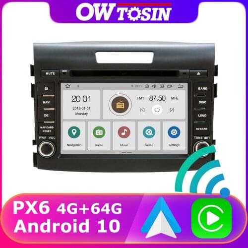 7" Car Multimedia Player For Honda CRV CR-V PX6 4G+64G GPS Navigation Android 10 Car Radio DAB Android auto Wireless Carplay DSP