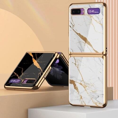 Scratchproof Tempered Glass Hard Phone Cover Fashion Luxury Ultra-Thin Anti Fall For Samsung Galaxy Z Flip Case Protective Funda