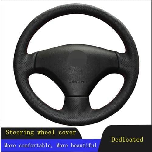 DIY Car Products Car Accessories Steering Wheel Cover Black Artificial Leather For Peugeot 206 2007-2009 Peugeot 207 Citroen C2