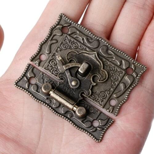 OOTDTY 55mmx47mm Vintage Style Latch Wooden Box Hasp Pad Chest Lock Bronze Tone Antique