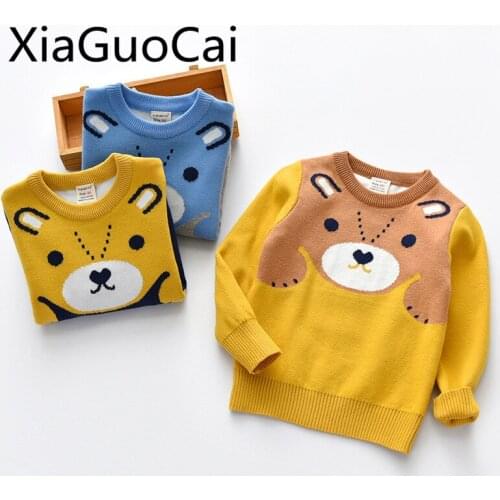 Children Sweaters 2018 Cotton Fashion Round Collar Han Edition Kids Knit Sweater Coat Double-layer Toddler Boy Sweater