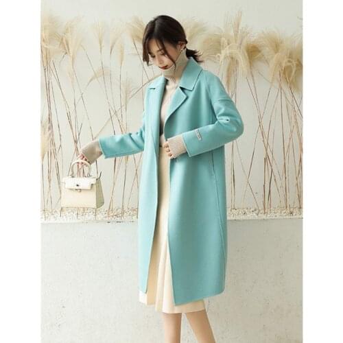 Double-sided Cashmere Woolen Coat Female Long Jacket 2021 Autumn Winter Loose Korean Woolen Coat Fashion Long Sleeve Jacket