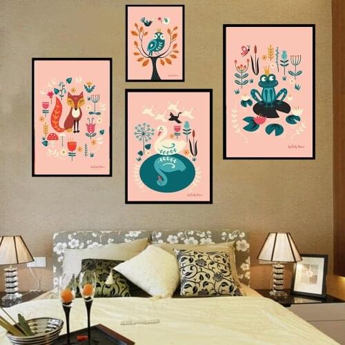 Folk Art Fairytale Prints Wall Art Poster Heart Quotes Canvas Painting Boho Abstract Prints Nursery Baby Kids Room Home Decor
