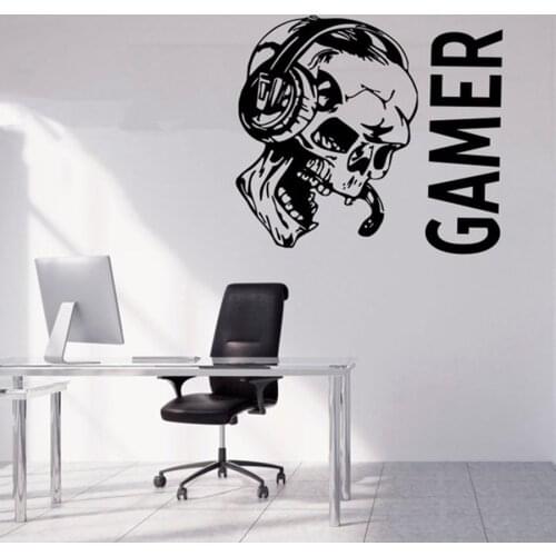 Gamer Wall Sticker Game Quote Wall Decals For Home Bedroom Living Room controller Video Game Skull Mural Home Decoration C67