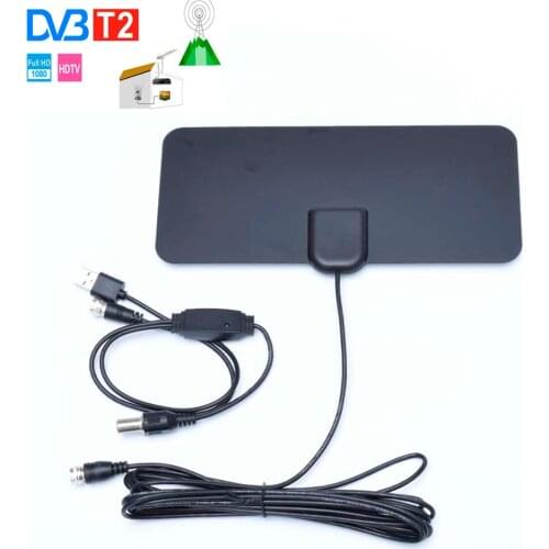 DVB-T2 4K 25DB High Gain HD TV DTV Box Digital TV Antenna EU Plug 50 Miles Booster Active Indoor Aerial HD Flat Design
