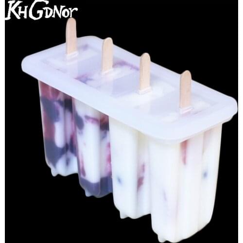 KHGDNOR Creative Ice Popsicle Maker 4 Holes Ice Cream Maker Mold Plastic Popsicle Mould Kitchen Diy Ice Cream Mold