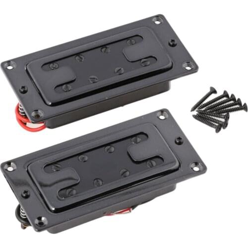 2pieces 4 String Guitar Double Coil Humbucker Pickup w/ Screws Frame Black