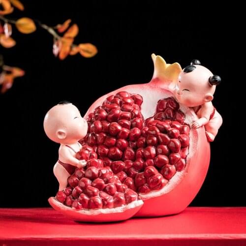 Creative Chinese Style Pomegranate Decorative Resin Ornaments Duofu Candied Haws Chinese Fuwa Crafts Wedding Birthday Gifts