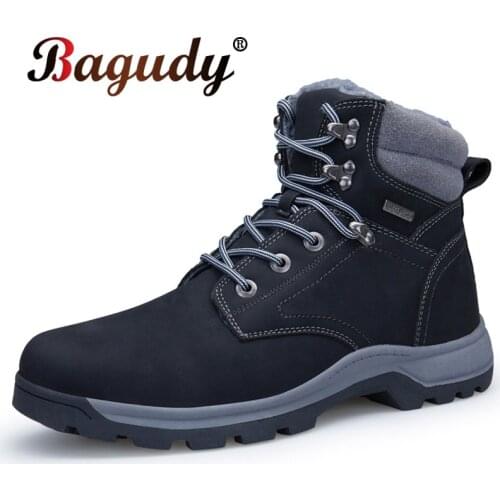 Fashion Winter Men Boots Fur Warm Man Snow Boots Designer Male Winter Plush Warm Combat Shoes Ankle Boots Punk Shoes Size 40~46