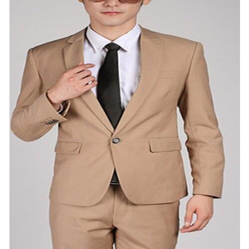 Mens Wedding Suits Formal 2 Pieces Khaki Single Breasted Notch Lapel Slim Fit Stylish Blazer Jackets and Pants Costumes