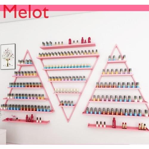 5 Pcs Stylish Iron Nail Shelves Set Rack Display Rack Pink Nail Polish Holder Wall Hanging Storage Cabinet for Shop /home 2019