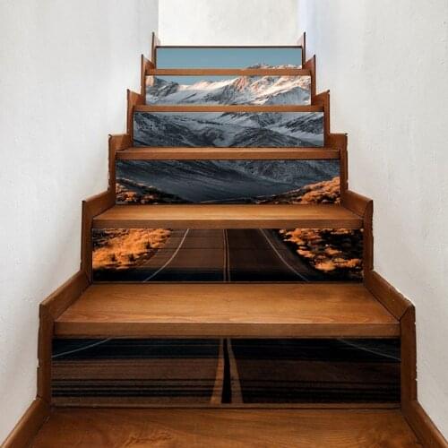 PVC Mural Paper Print Art Mountain Road Renew Picture Self Adhesive Waterproof Stair Stickers Home Decor Wallpaper For Bedroom