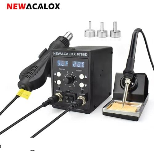 NEWACALOX 8786D 878 750W Blue Digital 2 In 1 SMD Rework Soldering Station Repair Welding Soldering Iron Set PCB Desoldering Tool