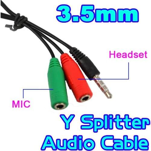 Kebidu 3.5mm Smart Phone Converter Adapter 1 to 2 Audio + Mic Earphone Headphone Extension Cable Y Splitter for Itouch IPT MP3