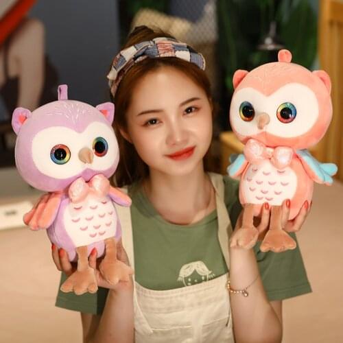 1pc 25/50cm New Arrive Pink&Purple Kawaii Owl Doll Pillow Plush Toys Colorful Bird Doll Birthday Gift For Kids Newborn