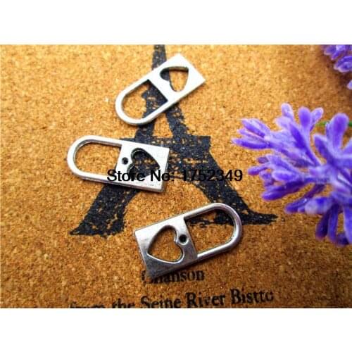 20pcs--Lock Charms, Antique Tibetan silver Lock with Heart Charm Pendants 25x12mm