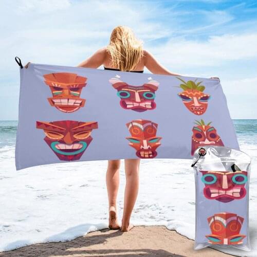 Bathing Towel Tiki Masks Set Bath Wearable Towel Dress Fast Drying Beach Spa Magical Nightwear Sleeping