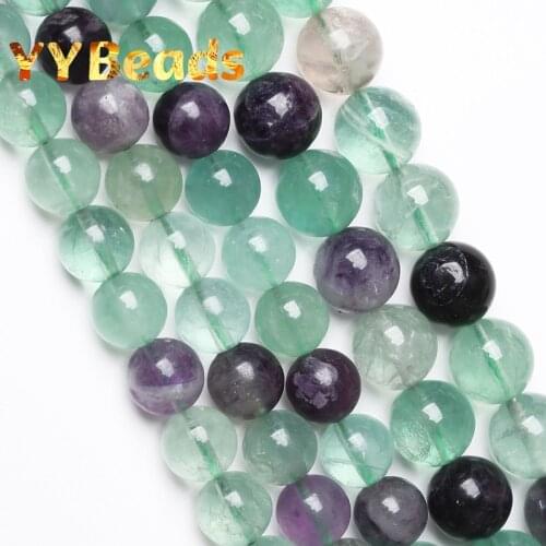 Natural Colorful Fluorite Quartz Stone Round Loose Beads For Jewelry Making DIY Bracelets Accessories 15" Strand 4 6 8 10 12mm