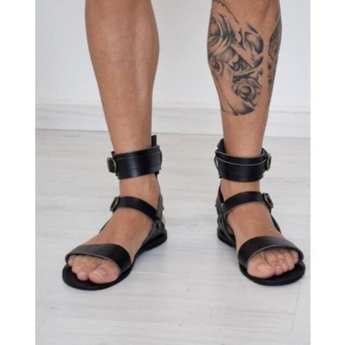 Men Pu Leather Slip-on Casual Gladiator Shoes Male Fashion British Style Breathable Sandals Zapatos De Hombre 8KH135