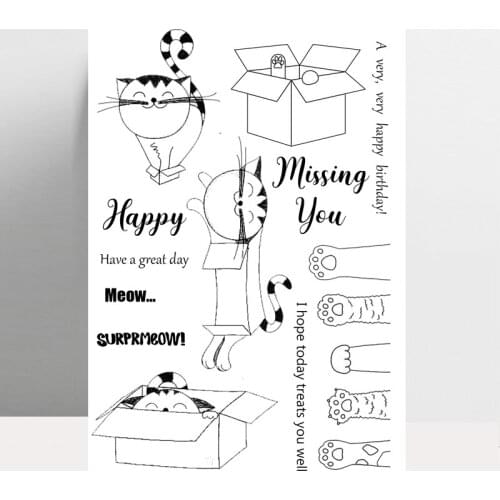 ZhuoAng Cartoon Cat Clear Stamp for Scrapbooking Rubber Stamp Seal Paper Craft Clear Stamps Card Making