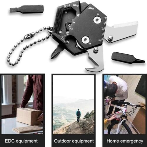 Outdoor EDC Tool Folding Coin Knife Mini Keychain Screwdriver Stainless Steel Keychain Wrench Screwdriver