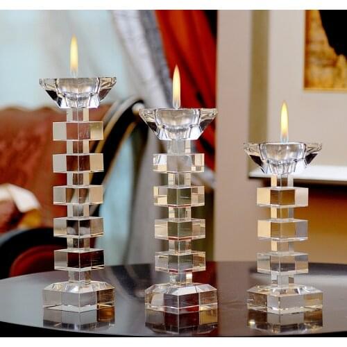 Glass Candle Holder Clear Candlestick Decorative Tealight Candle Stand Wedding Decor Party Candlebrela