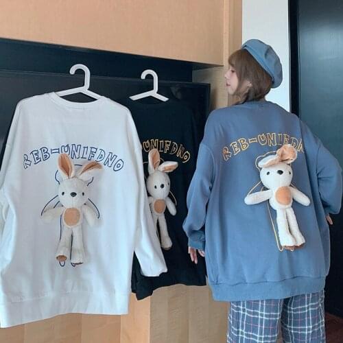 Cartoon doll long sleeve hoodie fashion autumn and winter new printed Korean version of loose and thin clothes worn for women