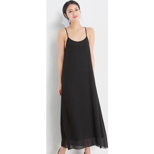 XS-5XL Straps Chiffon Dress Women Summer 2021 New Fashion Casual Loose Plus Size Sleeveless Basics Chiffon Long Dress