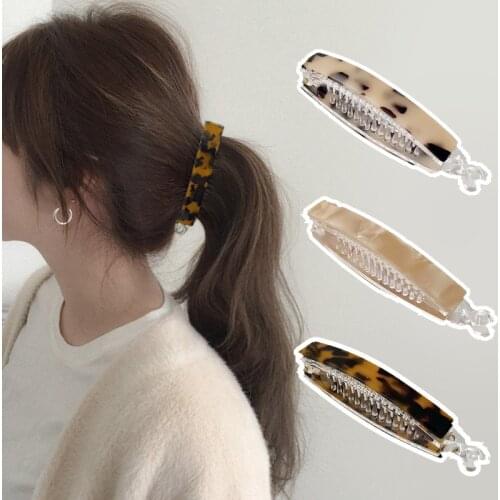 Acetate Leopard Transparent Banana Hair Clip Women Retro Fresh Hairpins Ponytail Hair Grip Hair Accessories заколка для волос