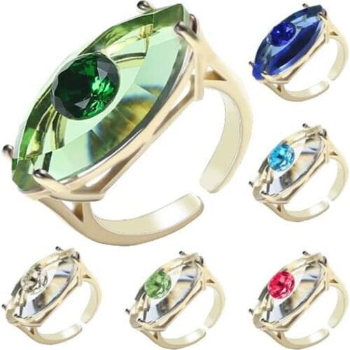 Multi Colored Cubic Turkish Evil Eye Open Ring Gold Color Adjustable Finger Ring for Women Girls Men Jewelry