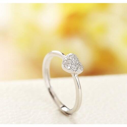 Sterling-silver-jewelry Anniversary Ring Pure Sterling Silver 925 Jewelry AAA Cubic Zirconia Heart Wedding Ring For Women GTR043