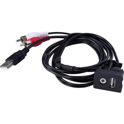 1.5M Car RCA Cable Adapter Switch 3.5mm Audio Jack AUX USB Cable Extention Mount Panel RCA Cable forToyota forVolkswagen