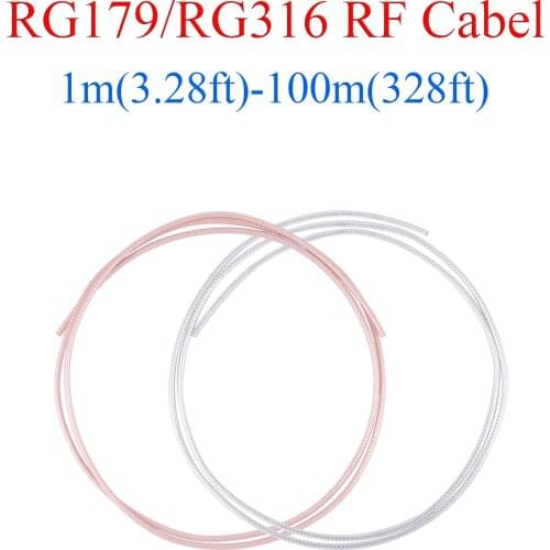 1M-100M RG179/RG316 RF Coaxial Cable 2.5mm 50-75Ohm High-Temperature High-Frequency Low Loss Silver-Plated Wire 3.28FT-328FT