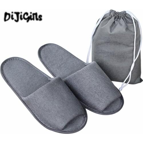 10 pairs\lot Men Travel Business Trip Hotel Club Portable Not Disposable Folding Slippers Boys Home Guest Slippers With Bag