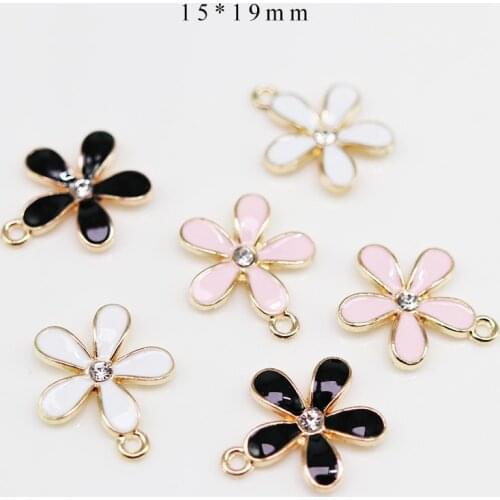 10pcs/Lot Flower 15*19mm Diy Handmade Oil Enamel Charms Design for Jewelry Making Earring Bracelet or Necklace