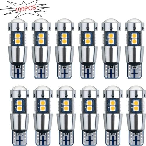 100X T10 W5W LED Bulbs Canbus No Error 3030 10SMD Auto Wedge Lights Turn Side Bulbs Interior Reading Lamp 6000K Super Bright 12V